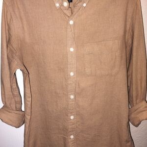 J. Crew Button Down Shirt Men's Small Tan Twill